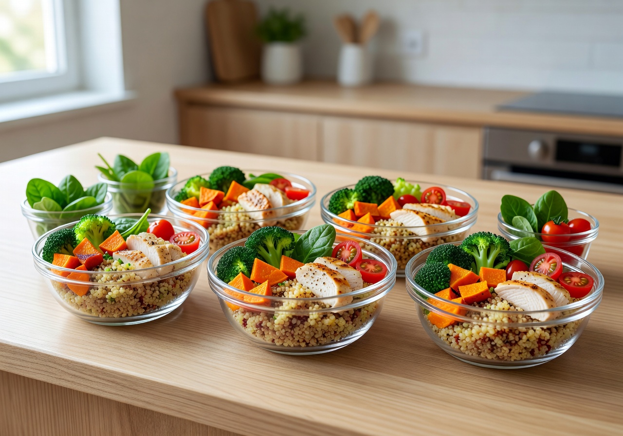 Healthy balanced meal prep bowls
